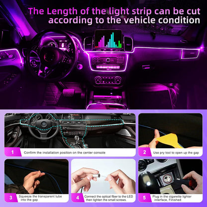 LED Interior Strip Lights, RGB Ambient Lighting Kits, 16 Million Colors 5 in 1 with 236 inches Fiber Optic, Music Sync Rhythm and APP Control, Car Accessories for Dashboard - RGB-Ambient-Strip