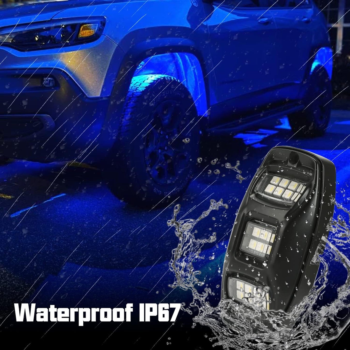 8 Pods Triple Angle RGBW Rock Lights High Power Metal Underglow Lights with Phone App Voice Mode Music Mode for Off Road Truck SUV ATV UTV - GP-LED-415-RGBW-8