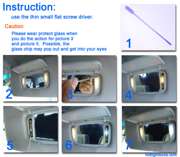 GP Xteme 1031 Sun Visor Vanity Mirror Blue Fuse Type Light Bulbs GP-1031-VS-SMD-3B