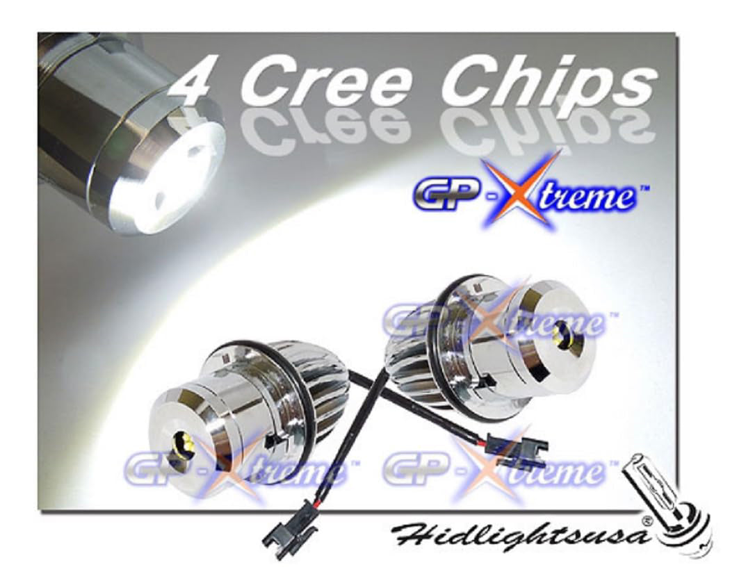 GP Xtreme 4 Cree Chips Angel Eye Eyes LED Lights Bulbs Compatible for BMW E39 E60 E53 E63 E87 Silver - GP Lights USA