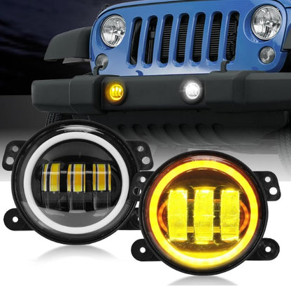 4 Inch 60W Round Fog Lights for 2007-2018 Jeep Wrangler JK | White Yellow Off-Road Lamps Replacement , DRL & Turn Signal  - Fog-Lights