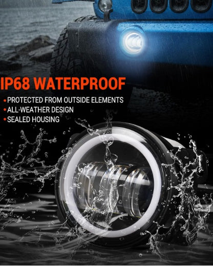 4 Inch 60W Round Fog Lights for 2007-2018 Jeep Wrangler JK | White Yellow Off-Road Lamps Replacement , DRL & Turn Signal  - Fog-Lights