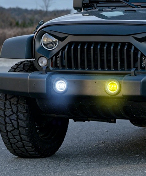 4 Inch 60W Round Fog Lights for 2007-2018 Jeep Wrangler JK | White Yellow Off-Road Lamps Replacement , DRL & Turn Signal  - Fog-Lights