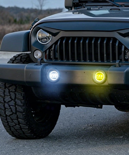 4 Inch 60W Round Fog Lights for 2007-2018 Jeep Wrangler JK | White Yellow Off-Road Lamps Replacement , DRL & Turn Signal  - Fog-Lights