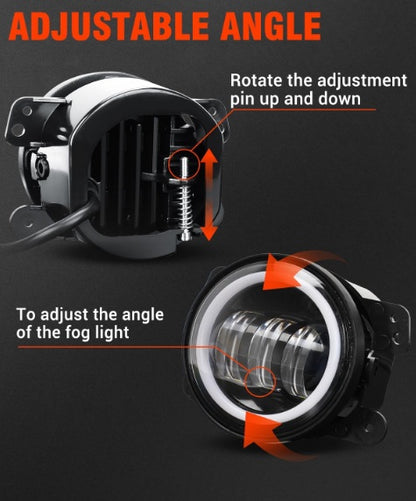 4 Inch 60W Round Fog Lights for 2007-2018 Jeep Wrangler JK | White Yellow Off-Road Lamps Replacement , DRL & Turn Signal  - Fog-Lights