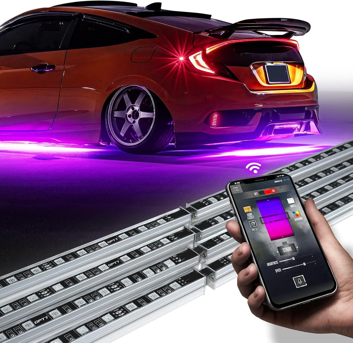 Under glow Kit with App & Remote Control Aura Pro RGB Aluminum for Car - Body-Alum-Kit