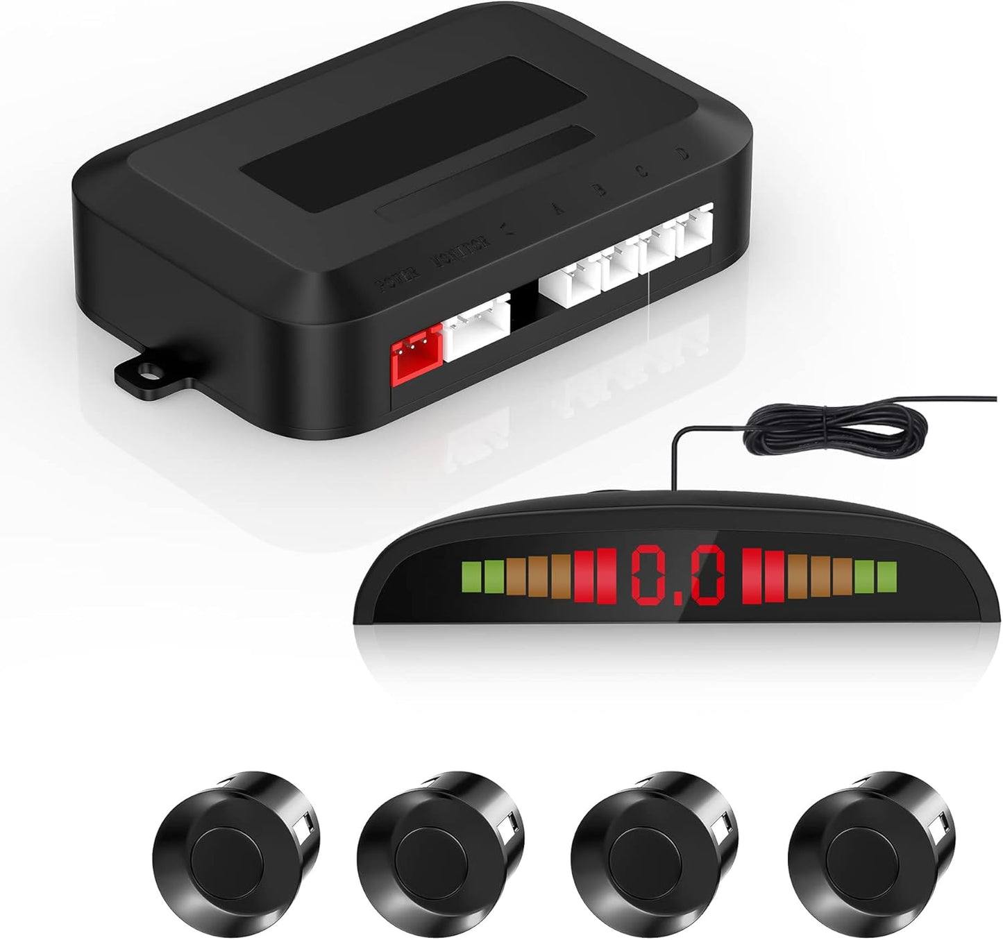 Car Auto Vehicle Reverse Backup Radar System with 4 Parking Sensors Distance Detection + LED Distance Display + Sound Warning