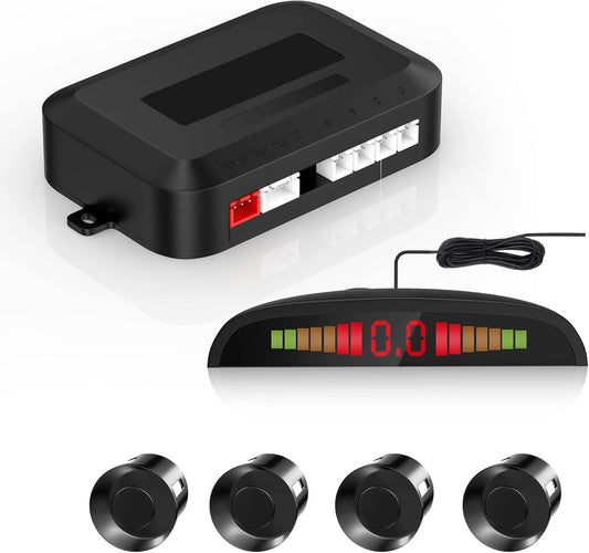 Car Auto Vehicle Reverse Backup Radar System with 4 Parking Sensors Distance Detection + LED Distance Display + Sound Warning