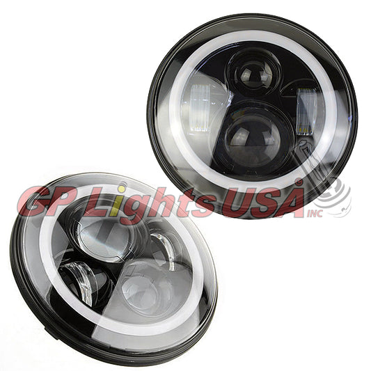 H6014 7" GP Xtreme Pair DRL 7 Inch Round White and Amber LED Headlight 137