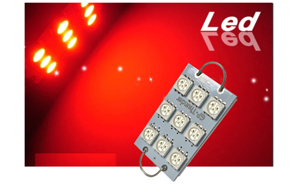 GP Xtreme 1142 221 wire hook end 1.75" 9 RED LED Festoon Light Bulbs For Car interior Dome/Map/Trunk GP-221-9SMD-R - GP Lights USA