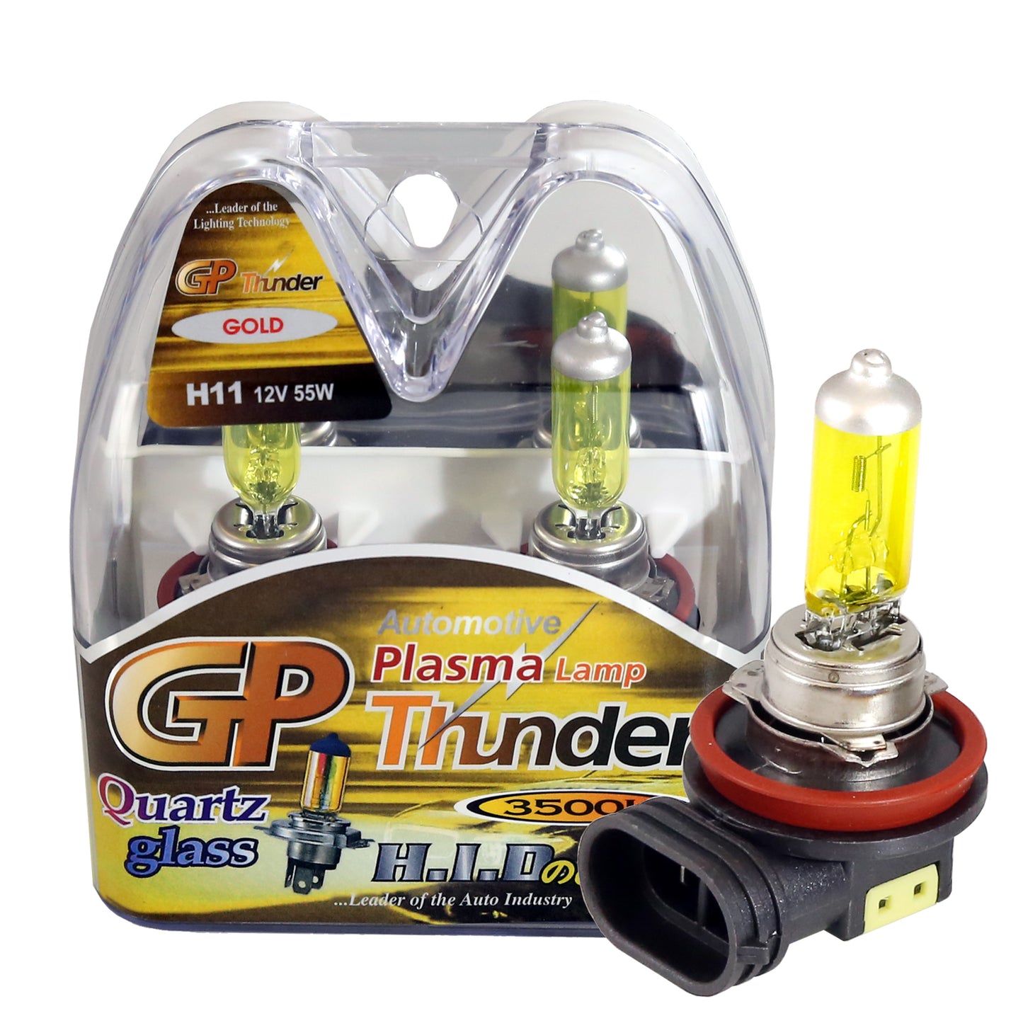 GP Thunder H11 3500K 55W JDM Golden Yellow Fog Light Bulbs - High Beam - GPX-35K-H11 - GP Lights USA