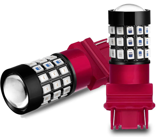 GP Xtreme 3157 4157 4057 T25 RED LED Light Bulbs Projector Turn Signal Parking Brake Stop 3157-2835-Str-r