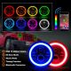 7 Inch Round LED Headlights with DRL H6024 Multicolor RGB Halo Ring Angel Eyes Amber Turn Signal High Low Sealed Beam Headlamps