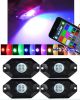 GP Xtreme 4 Pods RGBW LED Rock Lights for Trucks, Music Mode, 20 Colors Changing Modes with APP& Remote Control Neon LED Light Kit for Off Road Trucks SUV Car ATV UTV
