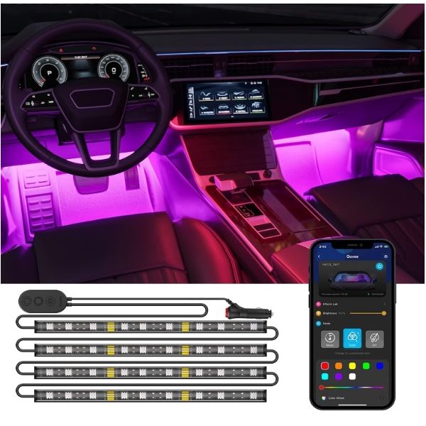 4Pcs RGB 12 LED Strips Car Atmosphere Light Bar Car Light Interior