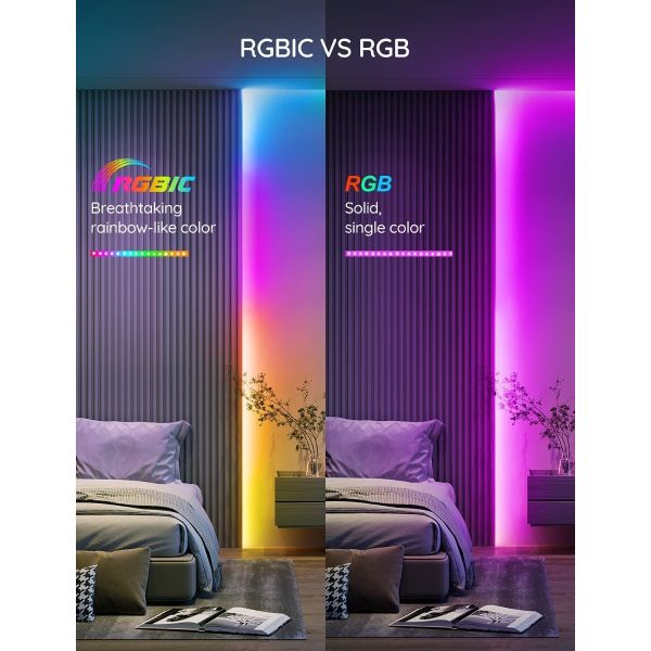 Govee LED Strip Lights RGBIC, 16.4ft Bluetooth Color Changing LED Lights  with Segmented App Control, Smart LED Strip Color Picking, Music Sync LED